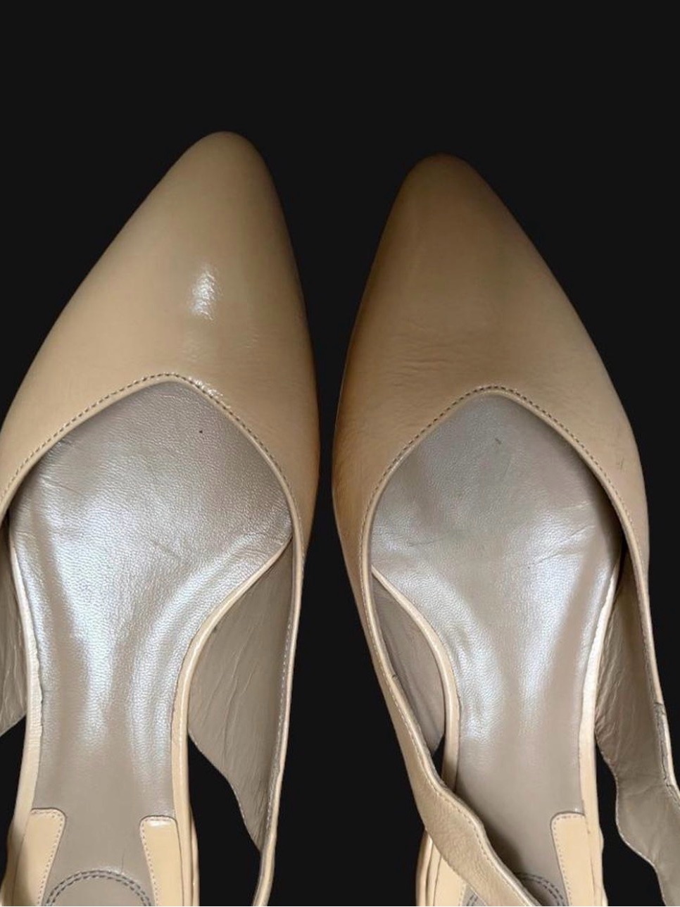 Chloe Beige Pointed-Toe Slingback Flats